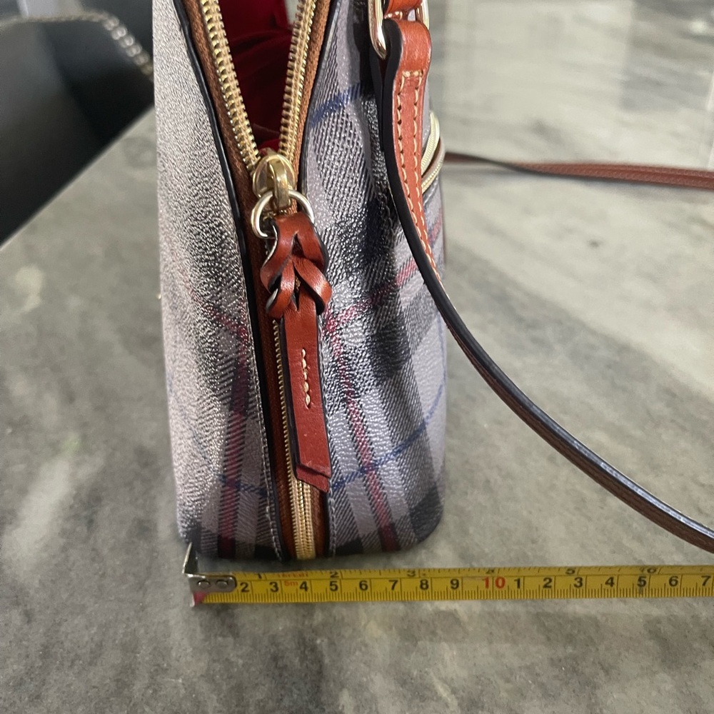 Dooney & Bourke Tiverton Plaid Trixie Crossbody- Gray, Black, and Red - Picture 3 of 6